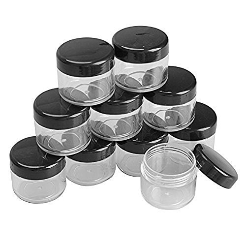 50pcs 15g de plástico vazio em forma de cosméticos garrafas-make up shadow unhas pregos em pó de armazenamento pote de jarra com tampa de parafuso preto