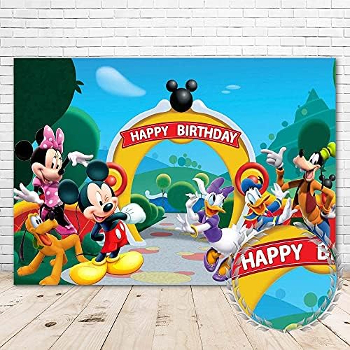Youran Mickey Mouse Clubhouse Party Birthday Festy Cenário 7x5 Vinil Mickey Mouse e seus amigos Feliz 1º aniversário.