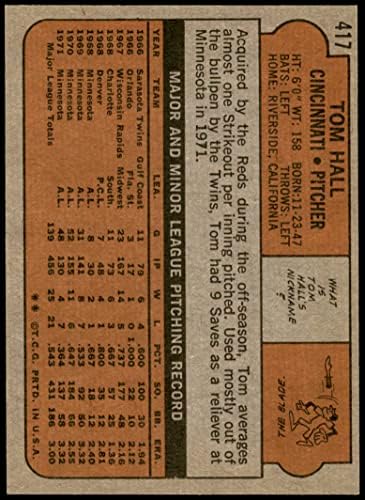 1972 Topps # 417 Tom Hall Cincinnati Reds NM/MT Reds