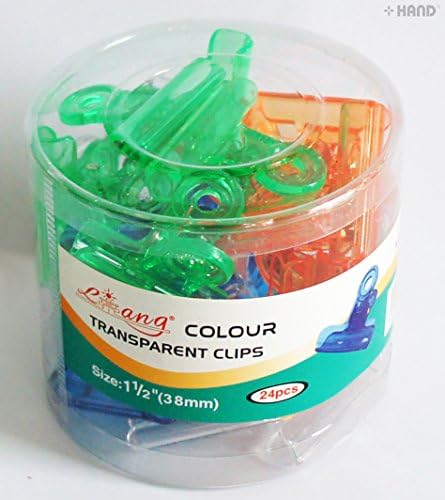 2031 Fun transparente colorido colorido bulldog clipes 31mm- pacote de 24