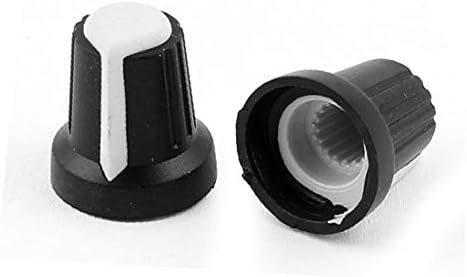 X-dree 5pcs botão preto w ponteiro branco 6 mm de eixo serrilhado para potenciômetro (5pcs botão preto W Ponteiro branco 6 mm por zigrinatura por potenziometro