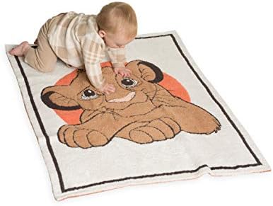 Barefoot Dreams Cozychic The Lion King Stroller Blanket, creme multi-30 ”x 40”