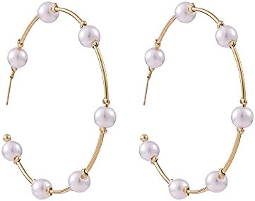 Brincos de argola de ouro de pérolas para mulheres meninas moda moda hipoalergênica Brincos de pérolas de pérolas Brincos de jóias Dangle Brincos de joias