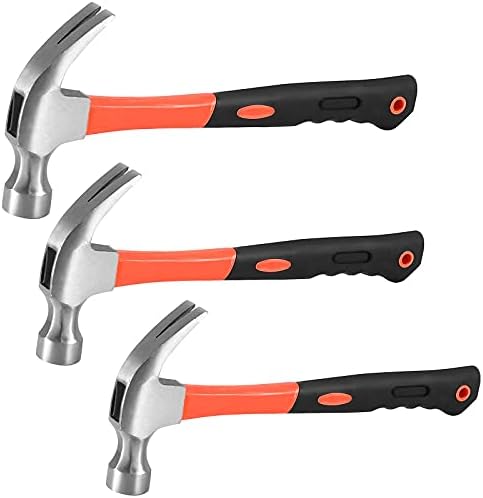 Hammers de garra de 3 peças Hoigon, 20 oz de 16 oz de 8 oz de martelo com alça de fibra de vidro e cabeça de aço forjado polido para