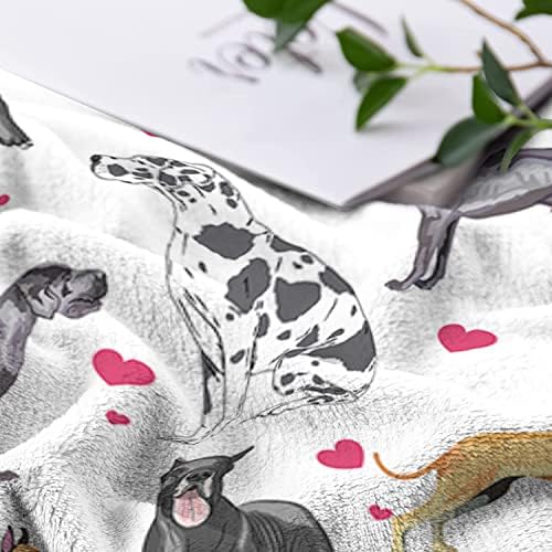 TopTree Great Dane Dan Blanket Red Hearts Pet Pet Dog Print Flanela Bobertor Animais Pet Petter Grenhos Para os amantes de animais