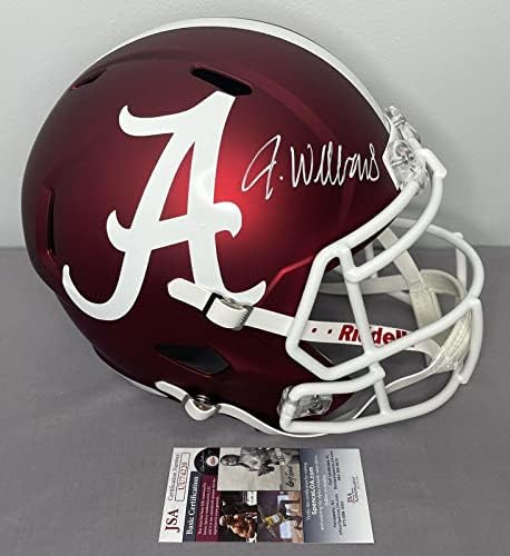 Jameson Williams assinou o capacete de futebol do Alabama Blaze em tamanho grande com JSA CoA - capacetes da NFL autografados