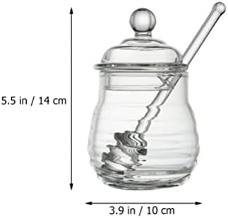 Zerodeko 1 Conjunto de vasos de jarra de mel de vidro com escorrega e tampas de suco transparente jar jarra de cristal