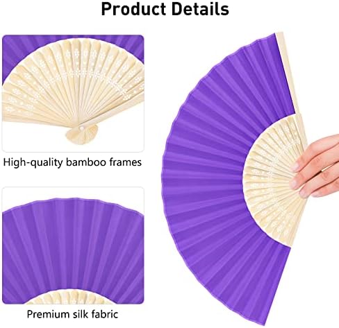 ADXCO 60 peças torcedores dobráveis ​​com manga de tecido Bamboo Fãs de mão dobrados para fãs para casamento, presentes, favores de