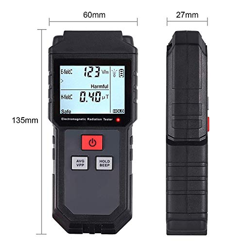 Medidor EMF, testador de radiação eletromagnética, detector de LCD digital portátil, ótimo testador para inspeções de EMF doméstico,