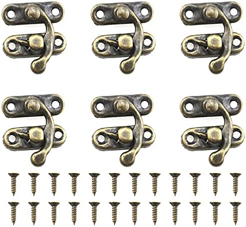 ZZHXSM 6set Mini swing braço de braço de braço de trava vintage estilo esquerdo Toggle hasp gancho de metal fivela curva com