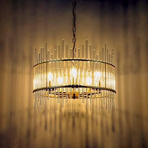 Chanderlier de cristal glamouroso wingbo em prata 20 , iluminação de lustre vintage de 5 luzes com tom de haste de vidro, luminária para sala de estar, entrada, salão ou acima da mesa de jantar.