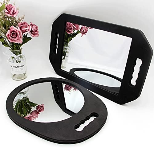 Ieasehzj espelho de maquiagem retangular ， formato redonda dupla manual manualmente espelho de almofada de espuma. Espelho de