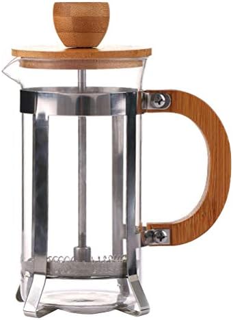 Bule de chá do doitool, cafeteira de pressão de aço inoxidável com alça de madeira tampa alta de borossilicato de vidro de baixa