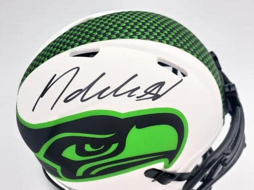 Michael Dickson autografou Seattle Seahawks Lunar Eclipse White Speed ​​Mini capacete MCS Holo Stock #200270 - Mini capacetes da NFL autografados