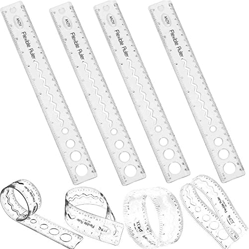 Réguas de 30cm/12 polegadas inquebráveis ​​Clear Réguas de dupla escala Bendable Réguas flexíveis de borracha Réguas de plástico