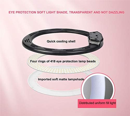 ZJDU Kit de luz de anel selfie LED de 65 polegadas de 65w com suporte de tripé com iluminação de círculo de temperatura de cor ajustável para o telefone para câmera para iPhone para vlog, maquiagem, youtube, tiro de vídeo, selfie, b210cm