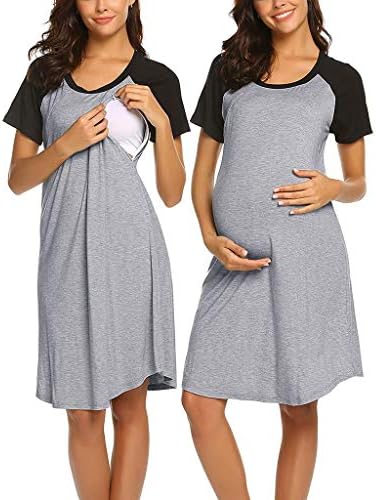 Mulheres vestido de maternidade Manga curta Maternidade camisola de enfermagem zíper da amamentação
