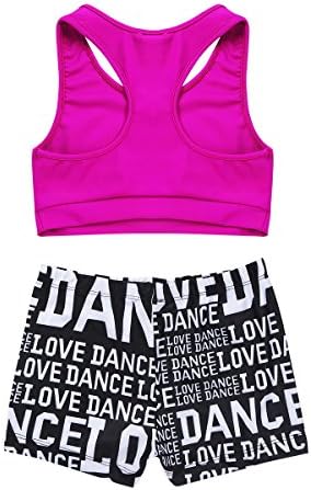 Hularka Kids Girls Ginástica de Balé de duas peças Ginástica Legrota Back Top Bra com Bottoms Athletics Sports Tracksuit Sports