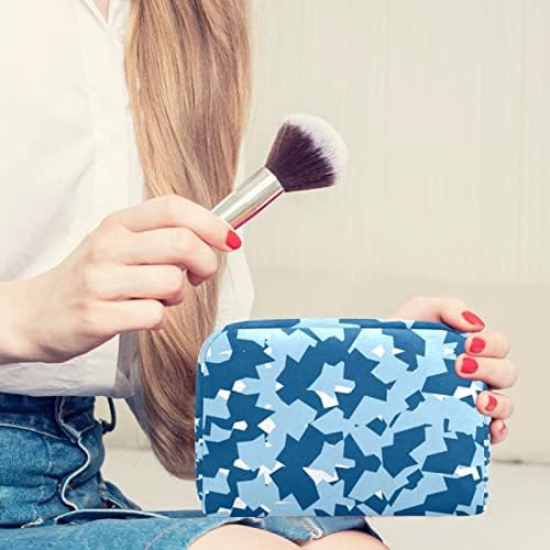 Impressões azuis irregulares Bolsa de maquiagem de viagem grande fofo portátil bolsa de viagem para mulheres para mulheres