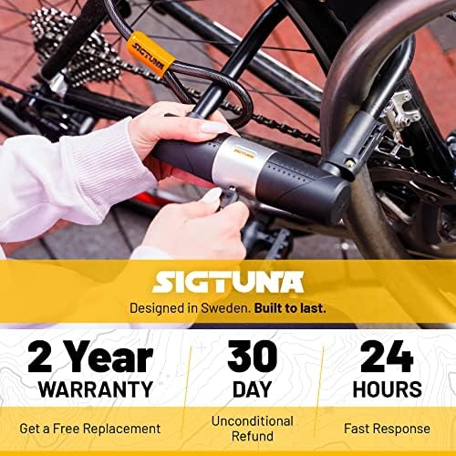 Bicicleta U-Lock-Sigtuna Bike Lock Anti-roubo pesado com cabo de 4 pés/1,2m, bicicleta U-bloqueio com suporte de