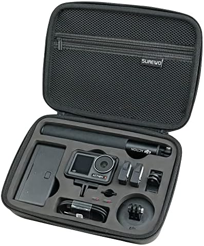 Screewo Ação de DJI à prova de água superficial 3 Caso de transporte, Bag portátil de viagem Compatível com DJI Osmo Action 3 Adventure Combo Acessórios