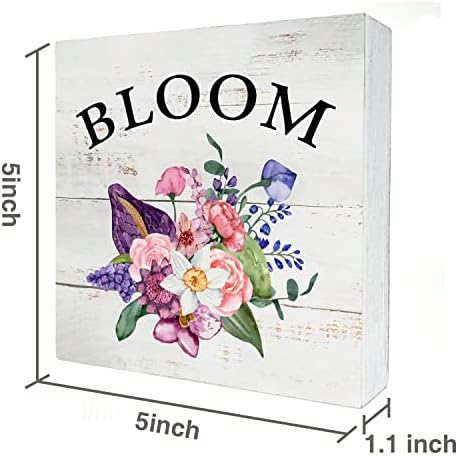 Farmhouse Bloom Caixa de madeira sinal decoração de casa rústica Bloom Bloom Caixa de madeira Placa Bloco