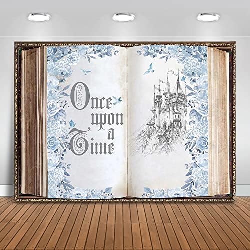 Livros de conto de fadas de Mocsicka Once Upon a Time Castle Princess Party Decorações fotográficas Pastos antigos Abertura do livro Magic Story Romantic Wedding Birthday Photography Background Backgrody