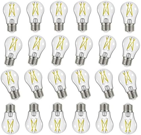 Satco (24 Pack Vintage Edison Dimmable LED Filament Bulbs, S12400, lúmens altos 5 watts, A15; Clear; Base Média; 2700k; 90 CRI; 120 volts para uso em residencial, hospitalidade, exibição e comercial