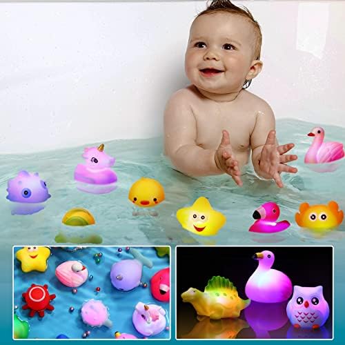 24 Packs Bath Bath Bath Up Toys, Brinquedos de animais de borracha flutuantes para crianças meninos infantis garotos