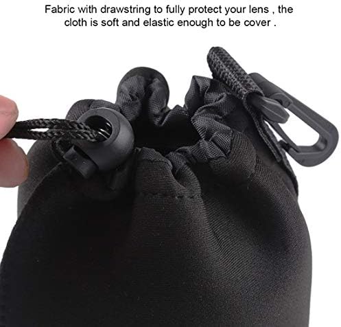 Bolsa de acessórios para câmera Neoprene SLR Lens de transportar bolsa de bolsa com carabiner, tamanho: 10x18cm