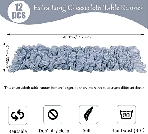 12 PCs Cheesecloth Table Runner 13ft Boho Galze Mesa Runner Runk Bulk 35x157inch queijo Romântico Pano Sheer Decoração