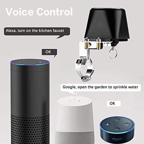 Válvula de água inteligente de versão atualizada do JinVoo, válvula de água Wi-Fi, timer de água automática da válvula de esfera, controlador de sprinklers, controlador de válvula de desligamento de gás sem fio, compatível com Alexa, Google