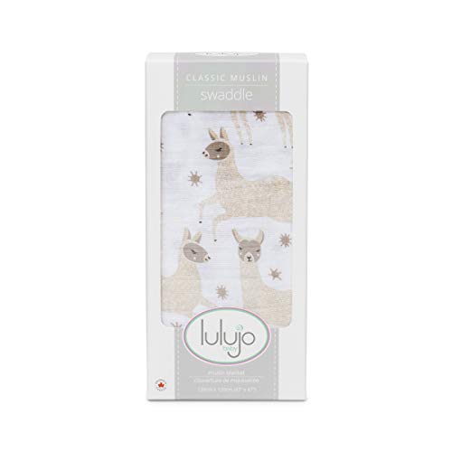 Lulujo Baby algodão Muslin Swaddle Blanket, 47 x 47 polegadas, lhama moderna