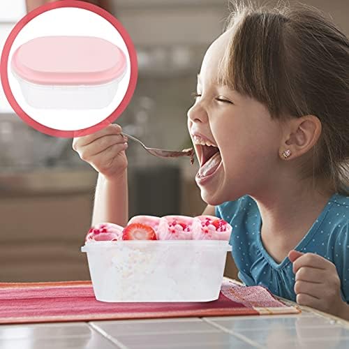 2pcs Cream xícaras de sorvete oval recipientes de freezer recipientes de armazenamento de sorvete de sorvete caixas de bolo de plástico Sopa e caixa de armazenamento de alimentos para caixa de cozinha de cozinha caixa de embalagens de embalagem rosa caixa de bolo plástico