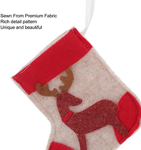 PLPLAAOO 6PCS Saco de doces decorativo de Natal, ornamento de meias de Natal Pequeno bolsa de presente decoração