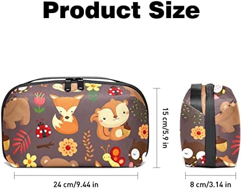 Organizador eletrônico Small Travel Cable Organizer Bag para discos rígidos, cabos, carregador, USB, cartão SD, Fox Bear Monkey Owl