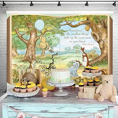 Classic Pooh Book Giant Cenário Vintage Cem Acre Wood Background Winnie Bear com Balão Balão Banner Boy