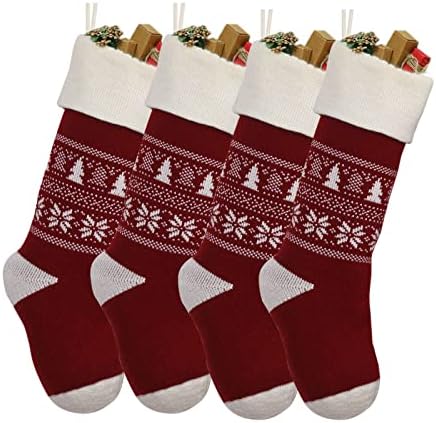 Meias meias saco de presente polegadas decoração 18 meias de tricô personalizadas 4 meias altas de preenchimento de natal