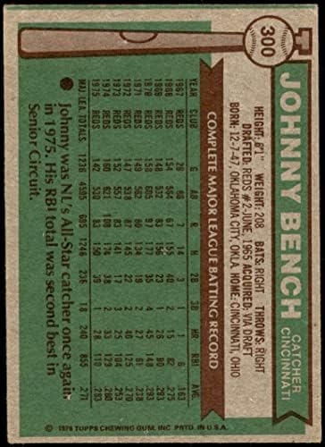 1976 Topps 300 Johnny Bench Cincinnati Reds VG Reds