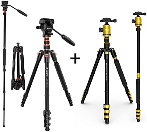 Geekoto 81 '' Tripé de ficção científica ， Geekoto Video Tripod Head, tripé profissional de câmera para DSLR, Monopod