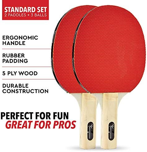 Brookwood Supplies Table Tennis Conjunto - pingue -pongue pás, 1 bolas de estrela - raquetes de 5 camadas de dupla face com