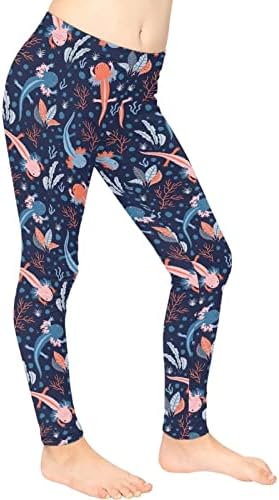 ByCharCar Axolotl Girls High Wistide Perneiras 10-11 Treino de ioga Leggings Dance Athletic Leggings Tights Crianças roupas