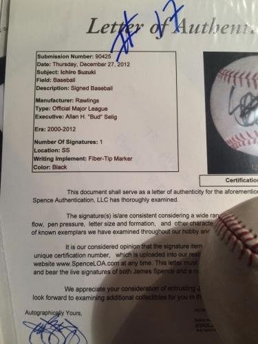 Ichiro Suzuki Assinou Game Usado Baseball - 1ª Home Yankee Game- JSA Letter/MLB - MLB Game autografado Usado Baseballs