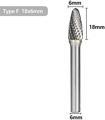 Arquivos rotativos htawi 6 mm de haste de haste dupla de corte rotativo e/f de estilo de carboneto de carboneto para a ferramenta