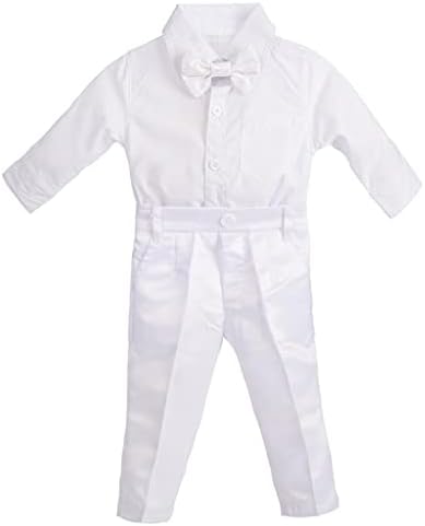 Lito Angels meninos de terno branco traje roupas de batismo roupas de batismo de manga comprida floral