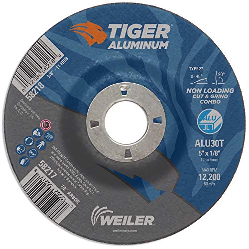Weiler 58217 5 x 1/8 de alumínio de tigre 27 Corte/moer roda combo ALU30T 7/8 A.H.
