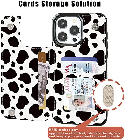 Caixa da carteira Obbii Compatível com iPhone 14 Pro 6.1 Case de couro com suporte de cartão 360 ° Ring Kickstand, estojo de