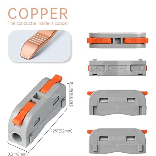 Gkeemars 20 PCS Mini conectores de fio, 1 condutor conectores de fios compactos conectores de splicing para circuito embutido 24-12