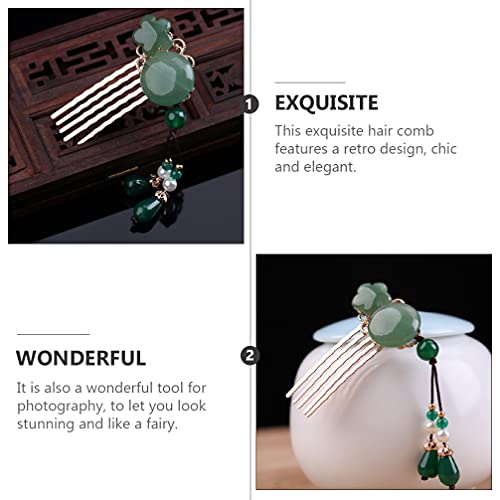 Lurrose Vintage Hair Clip Flower Jade Chinese Hanfu Hair Acessórios para mulheres meninas