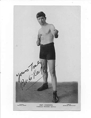 Cartão postal dos beagles da década de 1920 Pat O'Keefe Autograph JSA Authentic Vintage Boxing Auto - Boxing Cut Signature